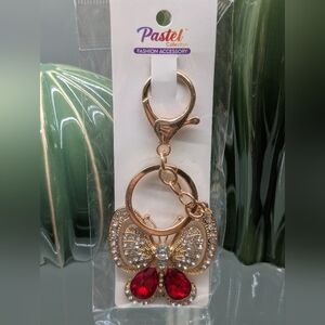 Gold W/Red Accents Butterfly Keychain/Bagcharm